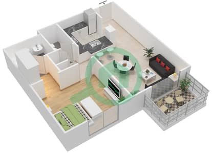 Travo Tower B - 1 Bedroom Apartment Suite 11 FLOORS 1-2 Floor plan