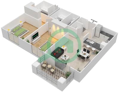 Travo Tower B - 2 Bedroom Apartment Suite 14 FLOORS 5-6 Floor plan