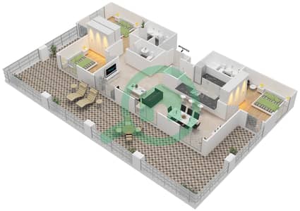 Travo Tower B - 3 Bedroom Apartment Suite 1A FLOORS 2-4 Floor plan