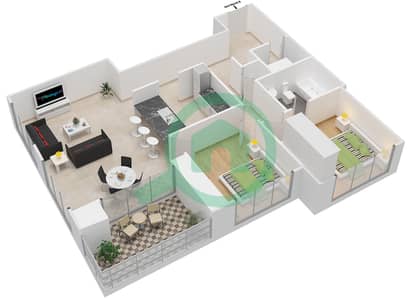 The Fairways North - 2 Bedroom Apartment Type 5 Floor plan