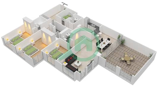 Golf Tower 1 - 3 Bed Apartments Suite 03 Ground Floor Floor plan