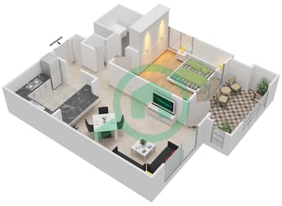 Tanaro - 1 Bed Apartments Suite 08/Floor 17-23 Floor plan