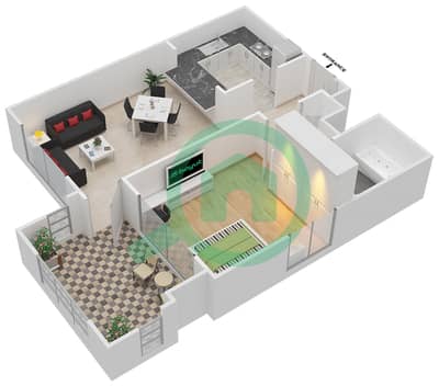 Tanaro - 1 Bed Apartments Suite 08/Floor 4-16 Floor plan