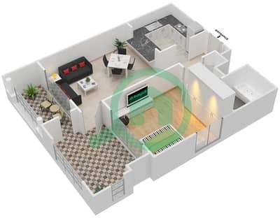 Tanaro - 1 Bed Apartments Suite 08/Floor 3 Floor plan
