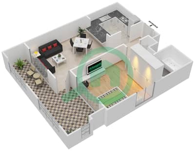 Tanaro - 1 Bed Apartments Suite 08/Floor 2 Floor plan
