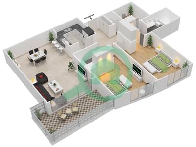 The Links West Tower - 2 Bed Apartments Type B Floor plan