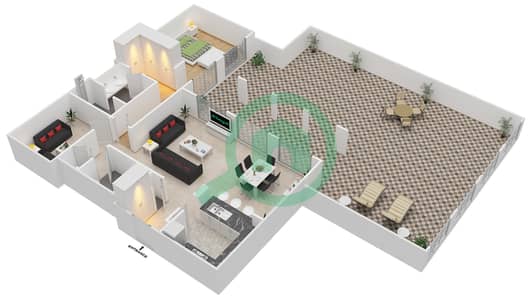 المخططات الطابقية لتصميم التصميم 1 GROUND FLOOR شقة 1 غرفة نوم - فلل الغولف