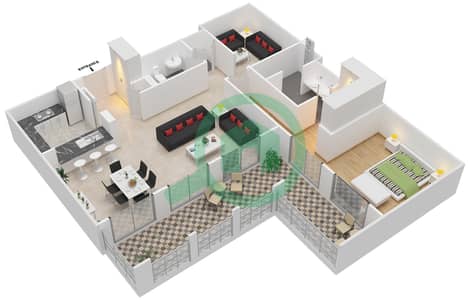 Golf Villas - 1 Bedroom Apartment Suite 1 Floor plan