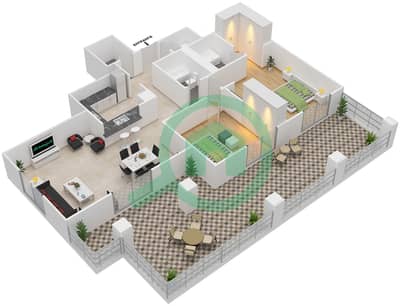 阿诺大厦A座 - 2 卧室公寓套房G09戶型图