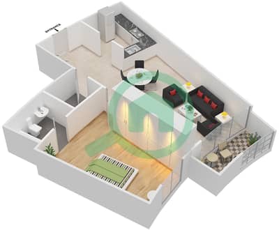 المخططات الطابقية لتصميم الوحدة 8 شقة 1 غرفة نوم - الدانا 2