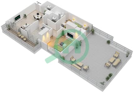 Oakwood Residency - 2 Bedroom Apartment Type/unit P/3,9 FLOOR 15-16 Floor plan