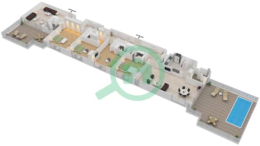 المخططات الطابقية لتصميم الوحدة TERRACE 1 شقة 4 غرف نوم - بحر 4