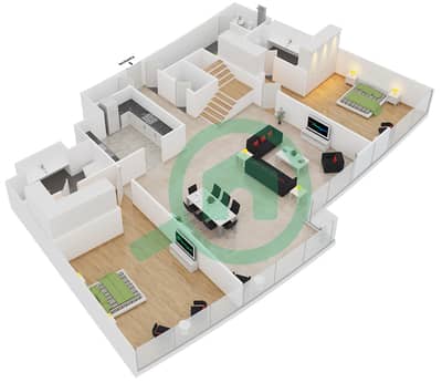 阿尔法坦海洋塔 - 4 卧室顶楼公寓类型C戶型图
