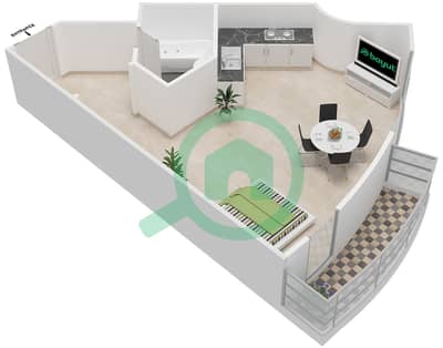 MBL Signature - Studio Apartment Type 1B Floor plan