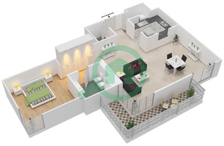 Green Lakes 3 - 1 Bedroom Apartment Type 1B-B Floor plan