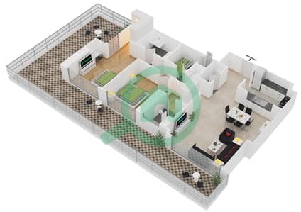 Айго 101 Тауэр - Апартамент 2 Cпальни планировка Тип A2 FLOOR 1