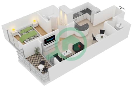 Icon Tower 2 - 1 Bed Apartments Type B1 Floor plan