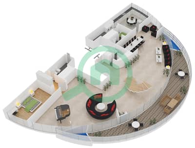 المخططات الطابقية لتصميم الوحدة DUPLEX 3 شقة 4 غرف نوم - مساكن O2