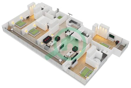 المخططات الطابقية لتصميم النموذج 4 شقة 4 غرف نوم - جولد كريست فيوز 1