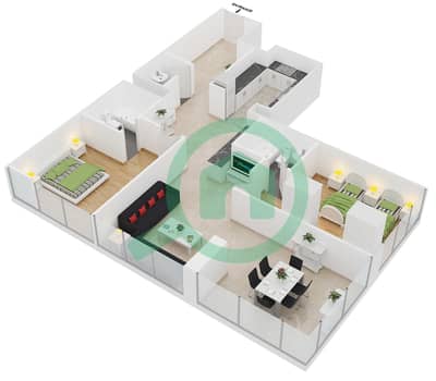 Lakeside Residence - 2 Bedroom Apartment Type E Floor plan