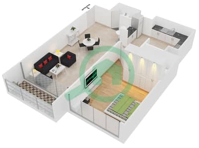 ليك سايد ريزيدنس - 1 غرفة شقق نوع D2 مخطط الطابق
