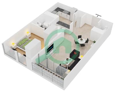 Lakeside Residence - 1 Bedroom Apartment Type B Floor plan