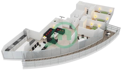Saba Tower 2 - 3 Beds Apartments type 31 Floor plan