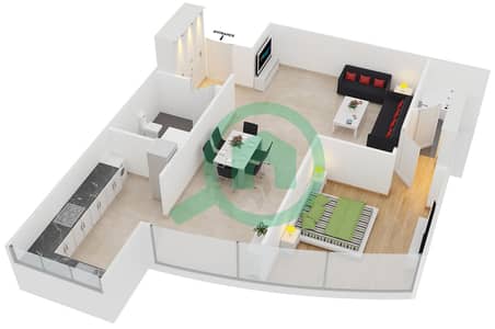 Saba Tower 2 - 1 Bed Apartments Type 12b Floor plan