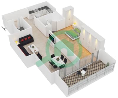 Saba Tower 2 - 1 Bed Apartments type 7 Floor plan