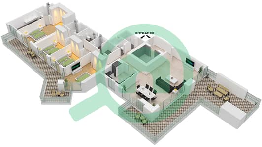 Urban Oasis by Missoni - 4 Bedroom Apartment Unit 2,3 FLOOR 31-34 Floor plan
