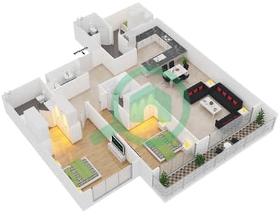 Park One - 2 Bed Apartments Type D Floor plan