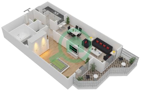Plazzo Residence - 1 Bedroom Apartment Type 18 Floor plan Plazzo Residence - 1 Bedroom Apartment Type 18 Floor plan