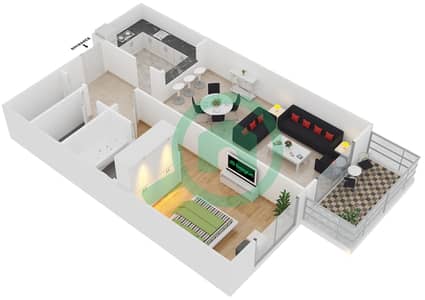 Plazzo Residence - 1 Bedroom Apartment Type 19 Floor plan Plazzo Residence - 1 Bedroom Apartment Type 19 Floor plan