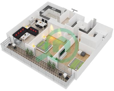 Plazzo Residence - 2 Bedroom Apartment Type 34 Floor plan Plazzo Residence - 2 Bedroom Apartment Type 34 Floor plan