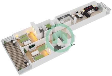 Plazzo Residence - 2 Bedroom Apartment Type 33 Floor plan Plazzo Residence - 2 Bedroom Apartment Type 33 Floor plan