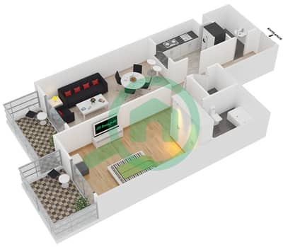 Plazzo Residence - 1 Bedroom Apartment Type 23 Floor plan Plazzo Residence - 1 Bedroom Apartment Type 23 Floor plan