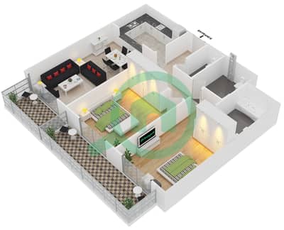 Plazzo Residence - 2 Bedroom Apartment Type 36 Floor plan Plazzo Residence - 2 Bedroom Apartment Type 36 Floor plan