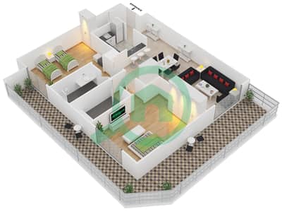 Plazzo Residence - 2 Bedroom Apartment Type 35 Floor plan Plazzo Residence - 2 Bedroom Apartment Type 35 Floor plan