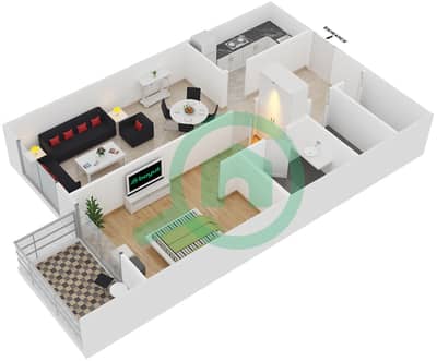 Plazzo Residence - 1 Bedroom Apartment Type 16 Floor plan Plazzo Residence - 1 Bedroom Apartment Type 16 Floor plan