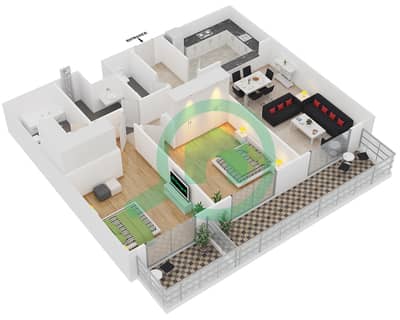 Plazzo Residence - 2 Bedroom Apartment Type 38 Floor plan Plazzo Residence - 2 Bedroom Apartment Type 38 Floor plan