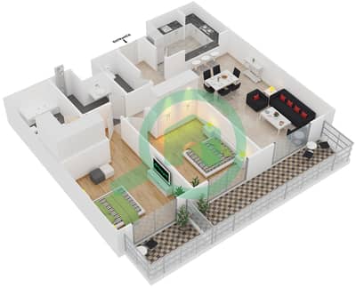 Plazzo Residence - 2 Bedroom Apartment Type 37 Floor plan Plazzo Residence - 2 Bedroom Apartment Type 37 Floor plan