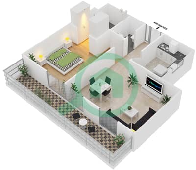المخططات الطابقية لتصميم النموذج J شقة 1 غرفة نوم - برايم فيوز