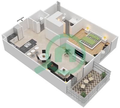 伊顿广场 - 1 卧室公寓类型1E戶型图