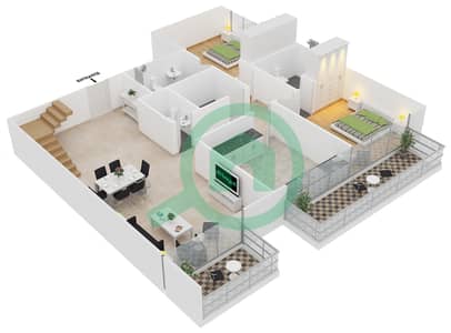 Crystal Residence - 3 Bed Apartments Type/Unit Duplex 1/411 Floor plan