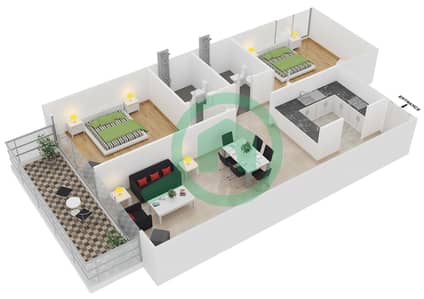 Crystal Residence - 2 Bed Apartments Type/Unit 5/134,236,336 Floor plan