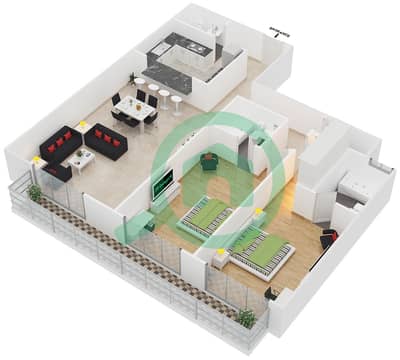 Spica Residential - 2 Bed Apartments Type 2 Floor plan