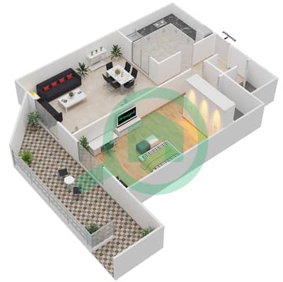 المخططات الطابقية لتصميم الوحدة G01 شقة 1 غرفة نوم - بارك سكوير