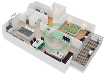 贝尔格莱维亚1号楼 - 1 卧室公寓类型1D戶型图