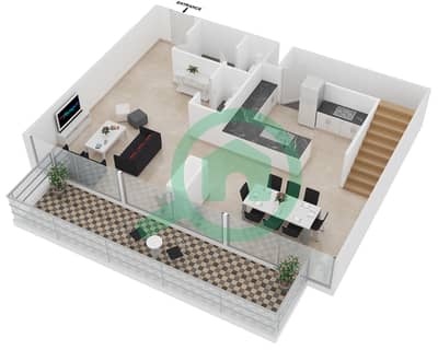 المخططات الطابقية لتصميم النموذج DUPLEX A شقة 3 غرف نوم - زايا هاميني
