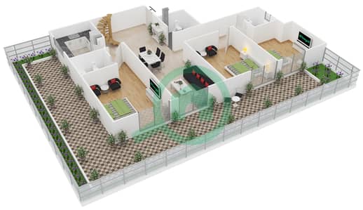 المخططات الطابقية لتصميم النموذج 8 شقة 3 غرف نوم - ايسيس شاتو‎